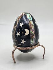 Vintage Abalone Shell Egg Inlaid Mini Shell Moon Stars With Stand picture