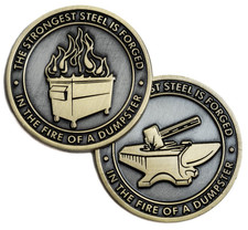 Bronze Dumpster Fire Challenge Coin - Two sided design - Case And Bag Included picture