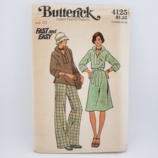 Vintage 1970s Butterick Pattern Dress Pants Shirt Size 10 Uncut Bust 32
