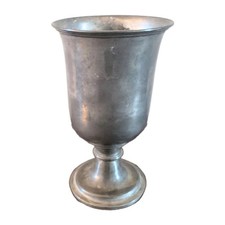 Antique c 1830s-1850s American Victorian Pewter  Goblet / Chalice 7