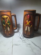 Vintage 1976 Bicentennial Revolutionary War Beer Steins Set Minute Man Red Coat picture