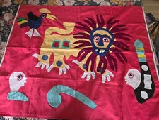 Vintage West Africa FON Appliqué Lion King Patchwork Hand Sewn Textile Tapestry picture