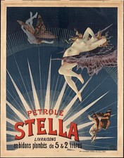Paris France 1897 P�trole Stella Advertising Poster Nude Nymph Cherub picture
