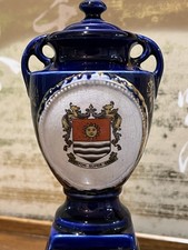 Antique Empire Works Stoke on Trent Cobalt Gold Weston Super Mare Crested Urn picture