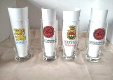 Vtg. German Beer Glass Lot Lowenbrau Holsten Veltins Pilsener Barware Set of 4 picture