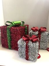 Tinsel Presents ~ Christmas Decor ~ Set of 3 picture