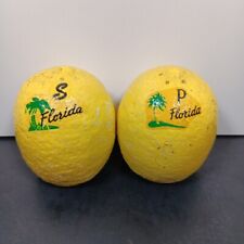 Vintage Ceramic Florida Lemon Salt & Pepper Shaker Set  Yellow picture