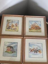 Lot of 4 Winnie the Pooh Seasons Framed Matted Art Prints 10” Disney Classic picture