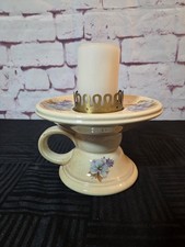 Vintage Cream W/Flowers Ceramic Hurricane Candle Lamp picture