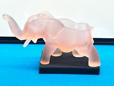 Tiara Glass Satin Pink Frosted Elephant Trunk Up Vintage Candy Dish Trinket Dish picture
