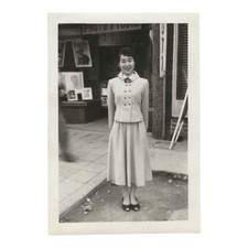 Vintage Snapshot Photo Woman Outside Photo Studio Fashion 1950s picture