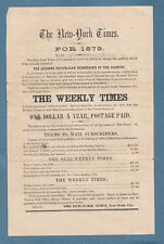 Vint 1879 Adv Mailer New York Times Newspaper Subscriptions NYC  Manuscript Back picture