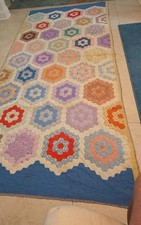 Antique Hand Stitched Grandmothers Flower Garden Quilt  44