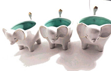 Trinket Tray, Planter, Jewelry Holder  Gold Trimmed ELEPHANT    3 Pk        Bx9 picture