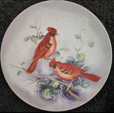 Vintage Lefton CollectiblePlate Cardinal Bird SL 5882Handpainted Wall Hanging picture