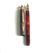 Luxury Crown Fountain pen Wooden cap Scmidth plated gold Nib M Nib with ink conv picture