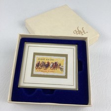 Hanford Heirlooms Collectible Framed Stamp Horse Racing Numbered Vintage Derby picture