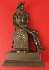 FABULOUS ANTIQUE VICTORIAN PERIOD BRONZE STATUE FOUNTAIN PEN HOLDER INK WELL  picture