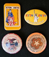 4 Vintage 1976 American Bicentennial Pinback Button Lot 1776 Eagle Liberty picture