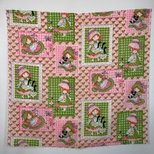 Vtg 1970s Juvenile Print Fabric Prairie Girl Geese Black Cat Flower Power CB 42
