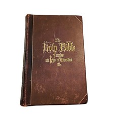 HITCHCOCKS COMPLETE HOLY BIBLE CRUDEN'S CONCORDANCE 1885 LEATHER BOUND picture