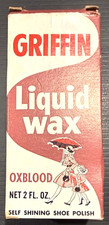 Vintage 1960s Griffin Liquid Wax Oxblood Shoe Polish Box & Bottle NOS Drugstore picture