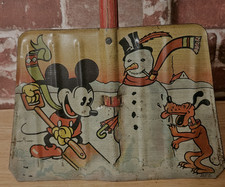 VINTAGE DISNEY MICKEY MOUSE KIDS TIN SNOW SHOVEL 1930's OHIO ART CO. - ORIGINAL picture