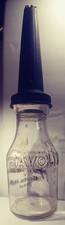 1900`s VINTAGE HAVOLINE EMBOSSED OIL BOTTLE,W/METAL SPOUT,KALAMAZOO,MICH. RHODES picture