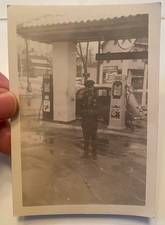 Vtg 1940s Texaco Pump Photo Schneider's Station Attendant Pepsi Pepsi-Cola Sign picture