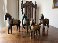 Vintage Armored Hand Carved Horse Wood with Brass & Copper Inlay Charles Marcak picture