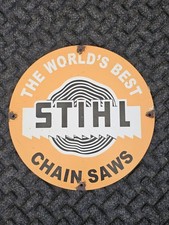 VINTAGE STIHL THE WORLD'S BEST CHAINSAW PORCELAIN SIGN 12