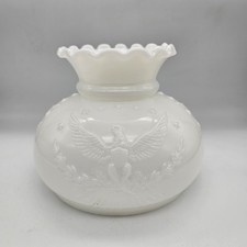 Vintage Milk Glass American Eagle & 7 Star Student Hurricane Lamp Shade picture
