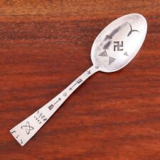 NATIVE AMERICAN STERLING SILVER TEASPOON STAMP WORK WHIRLING LOGS ARROWS NO MONO picture