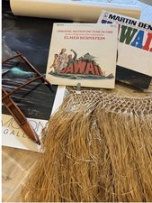Vintage Hawaiian Mid-Century Collectibles Lot -Hula Skirt, Canoe Music picture