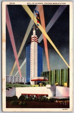 Vtg Illinois IL Hall Of Science Chicago World's Fair 1934 Linen Postcard picture