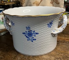 HEREND Hungary Chinese Bouquet - BLUE CACHEPOT - Planter 10.25