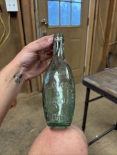 Antique EP Shaw Wakefield Aqua Glass Ten-Pin Soda Bottle London 1905 picture