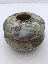 Nippon Royal Satsuma Antique Hair Receiver Gold Enamel Moriage Vintage  picture