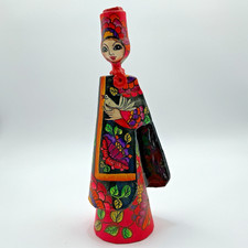 VTG Abelardo Ruiz Mexican Folk Art Papier Mache Lady Figurine Candle Holder picture