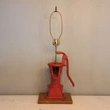 Original WL Davey Farm Kitchen Pitcher Hand Pump Cast Iron Table Lamp - No Shade picture