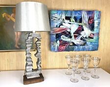 Mid-Century Modern Brutalist Silver Colored Metal Table Lamp picture