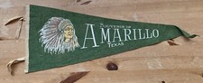 Vintage Amarillo Texas 26 Inch Felt Pennant w Native American Chief Graphic picture