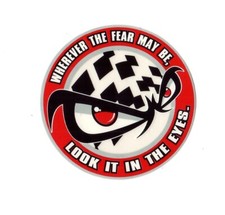 Vintage Vinyl Sticker Original No Fear Look It In The Eyes picture