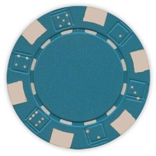 50 Da Vinci 11.5 gram Dice Striped Poker Chips, Standard Casino Size, Light Blue picture