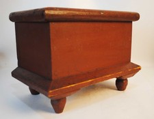 ANTIQUE MINIATURE RED PENNSYLVANIA BLANKET CHEST, HOPE CHEST picture