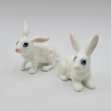 Miniature Bunny Rabbits (2) Bone China Vintage Hand Painted picture