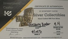 Investment Caster Würzburg Radar 24K Gold Plated 999 Silver 9.4g #1 of 3 W/COA picture