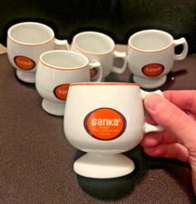 5 Vintage Sanka Pedestal Footed Coffee Mugs Espresso Cups Midcentury MCM picture