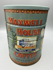 Vintage Maxwell House 80th Anniversary Coffee Can 2 LB With Lid Paper Sticker picture