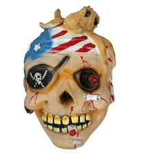 Scary Severed Skull Head Pirate Halloween Prop Decoration Octopus Gory Eye Patch picture